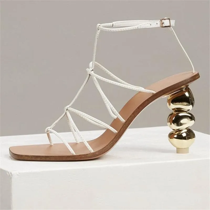 PUMPS SQUARE TOE STRAP SANDALS