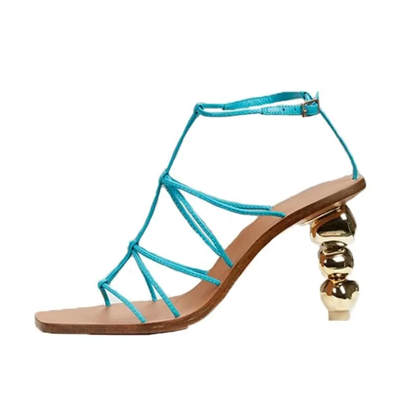 PUMPS SQUARE TOE STRAP SANDALS