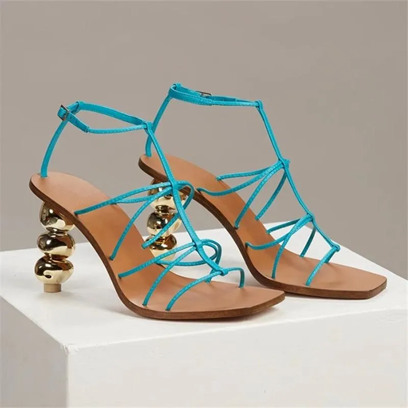 PUMPS SQUARE TOE STRAP SANDALS