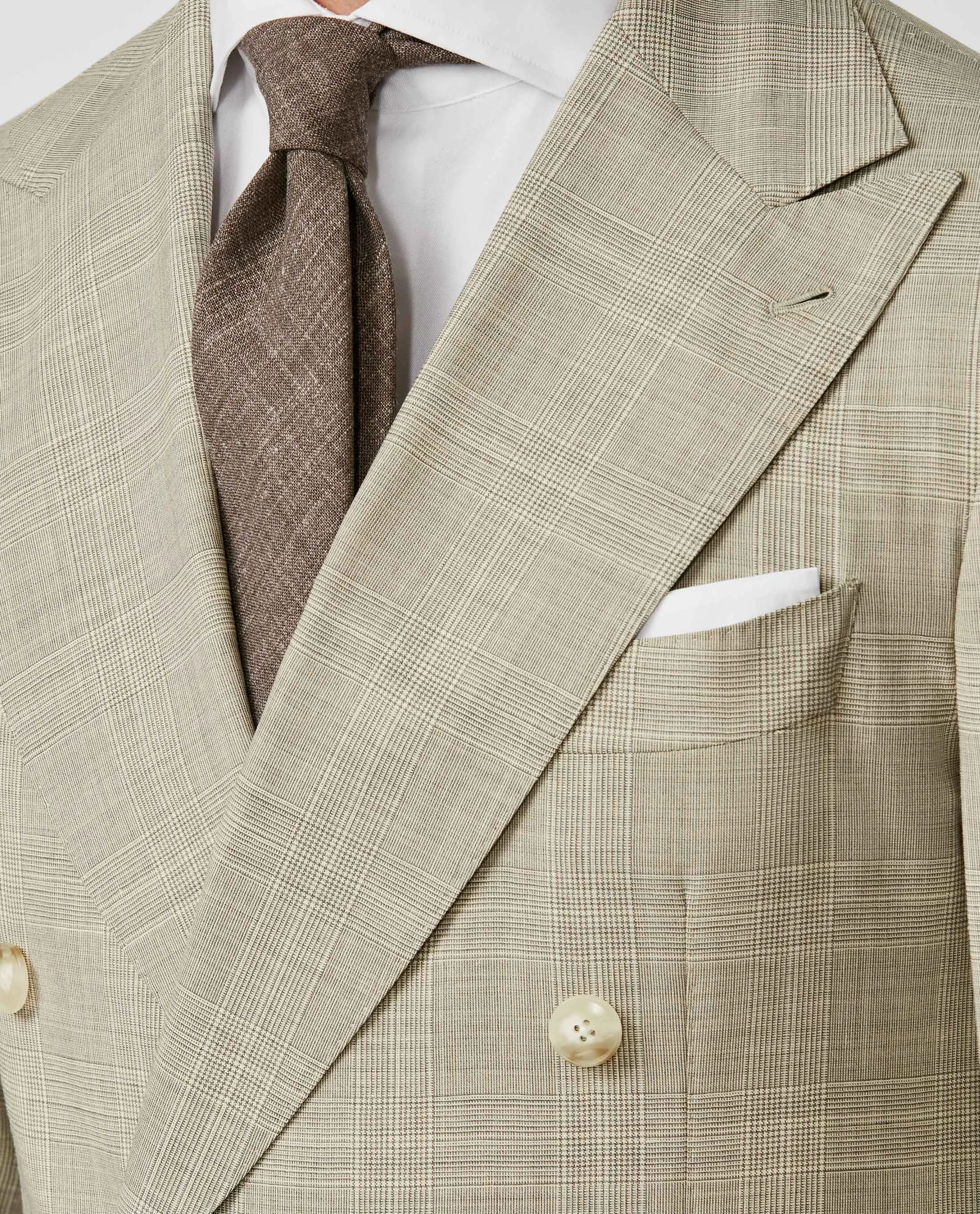 Reda Bone Bone Stretch Jaspé Wool & Linen with Glencheck