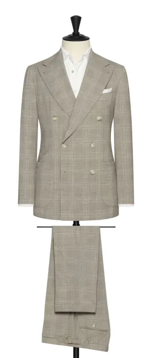 Reda Bone Bone Stretch Jaspé Wool & Linen with Glencheck