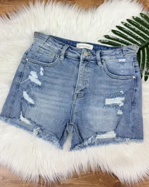 Risen Tummy Control Light Wash Shorts