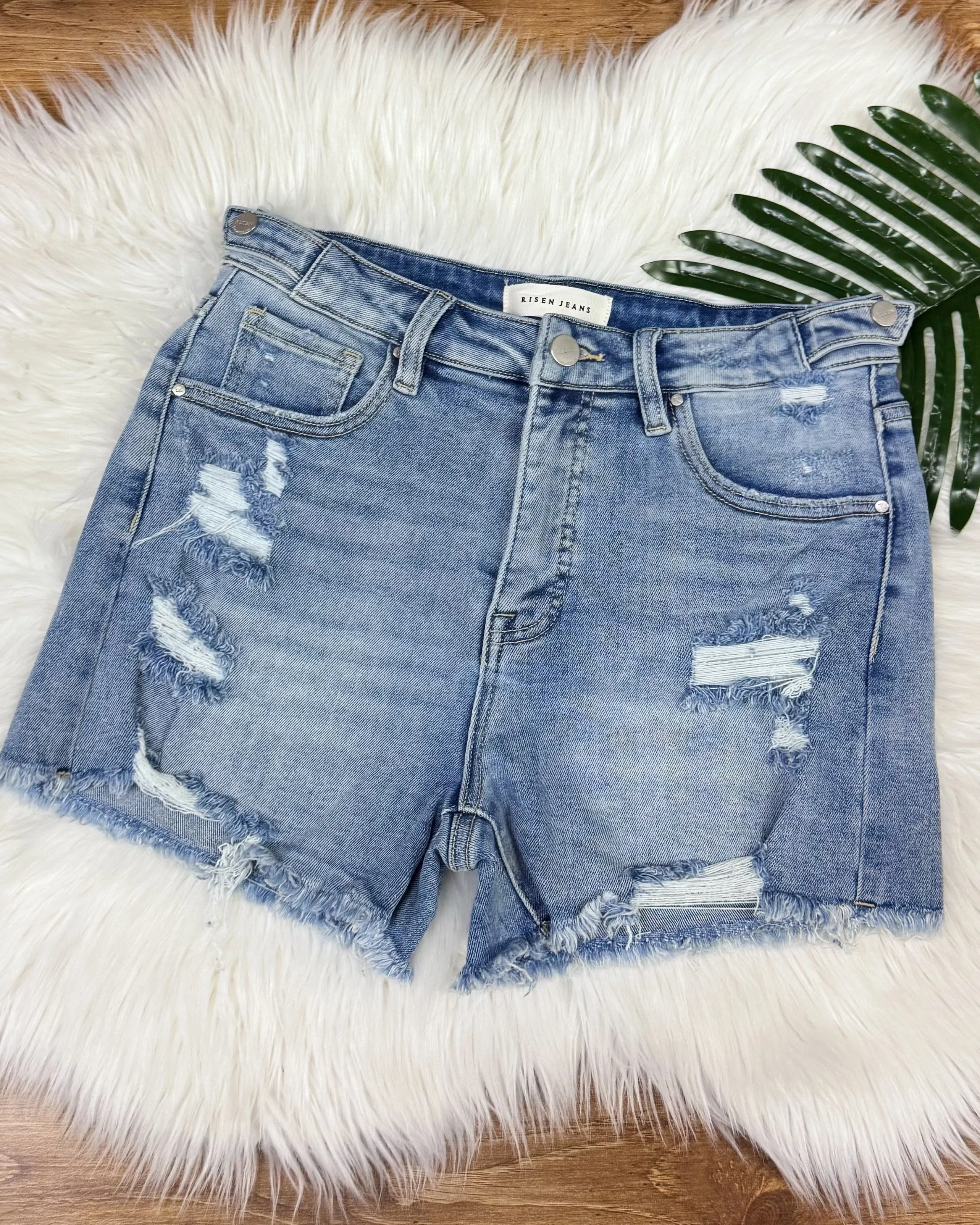 Risen Tummy Control Light Wash Shorts