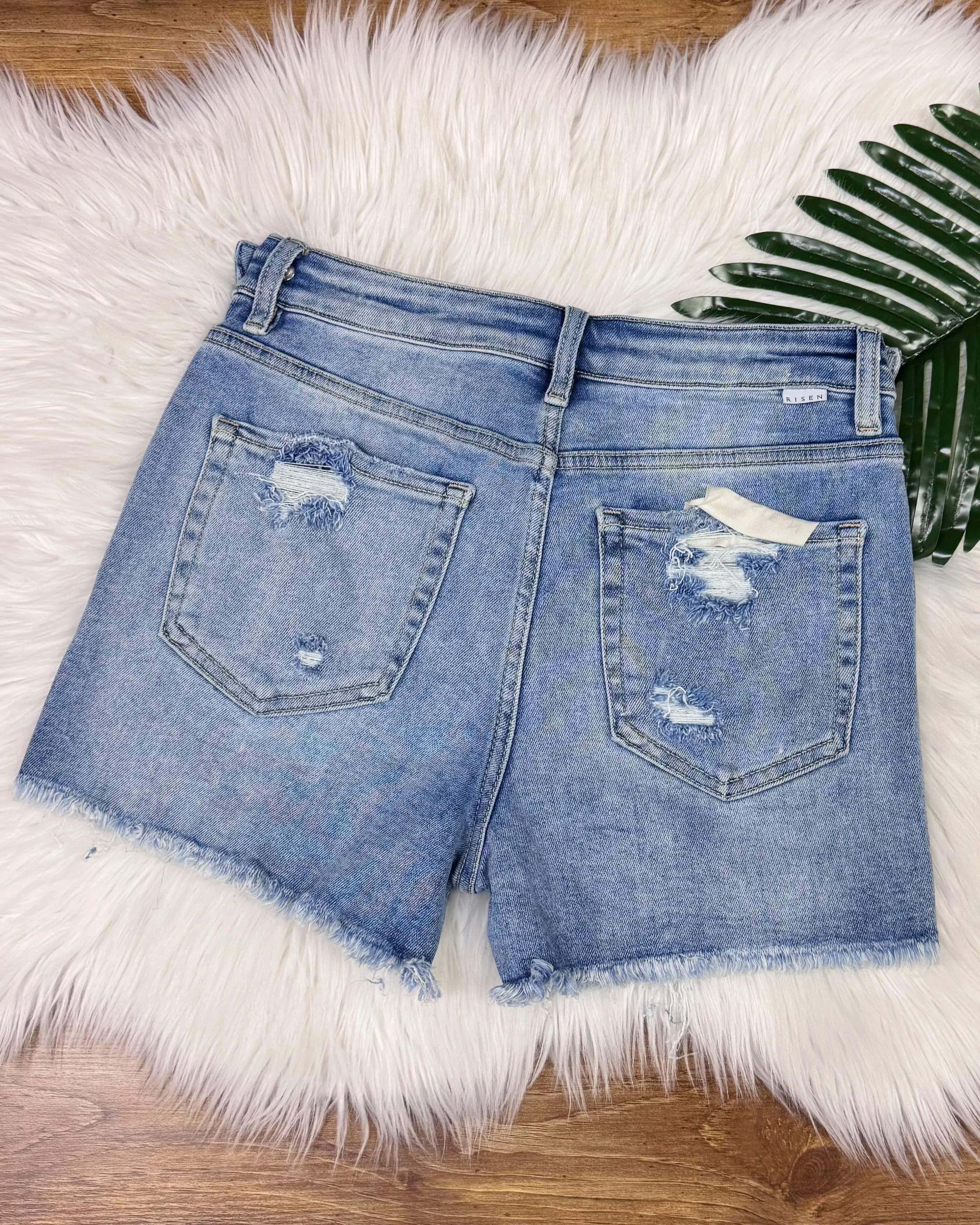 Risen Tummy Control Light Wash Shorts