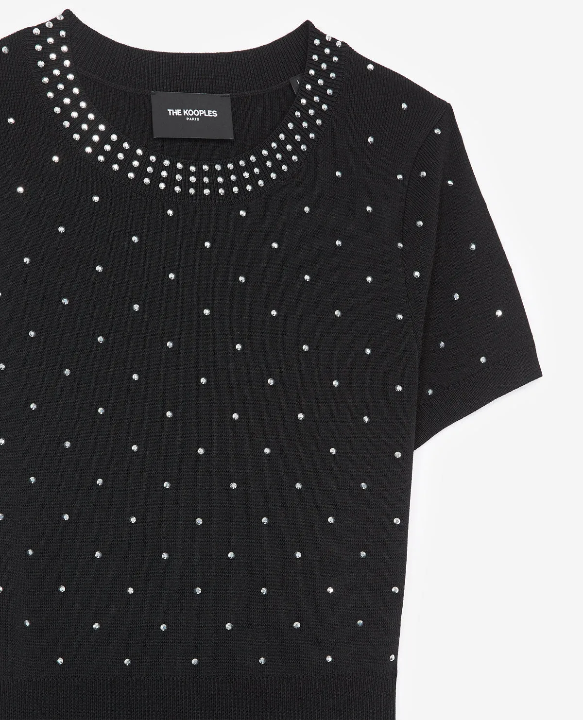 Robe longue noire clous argentés