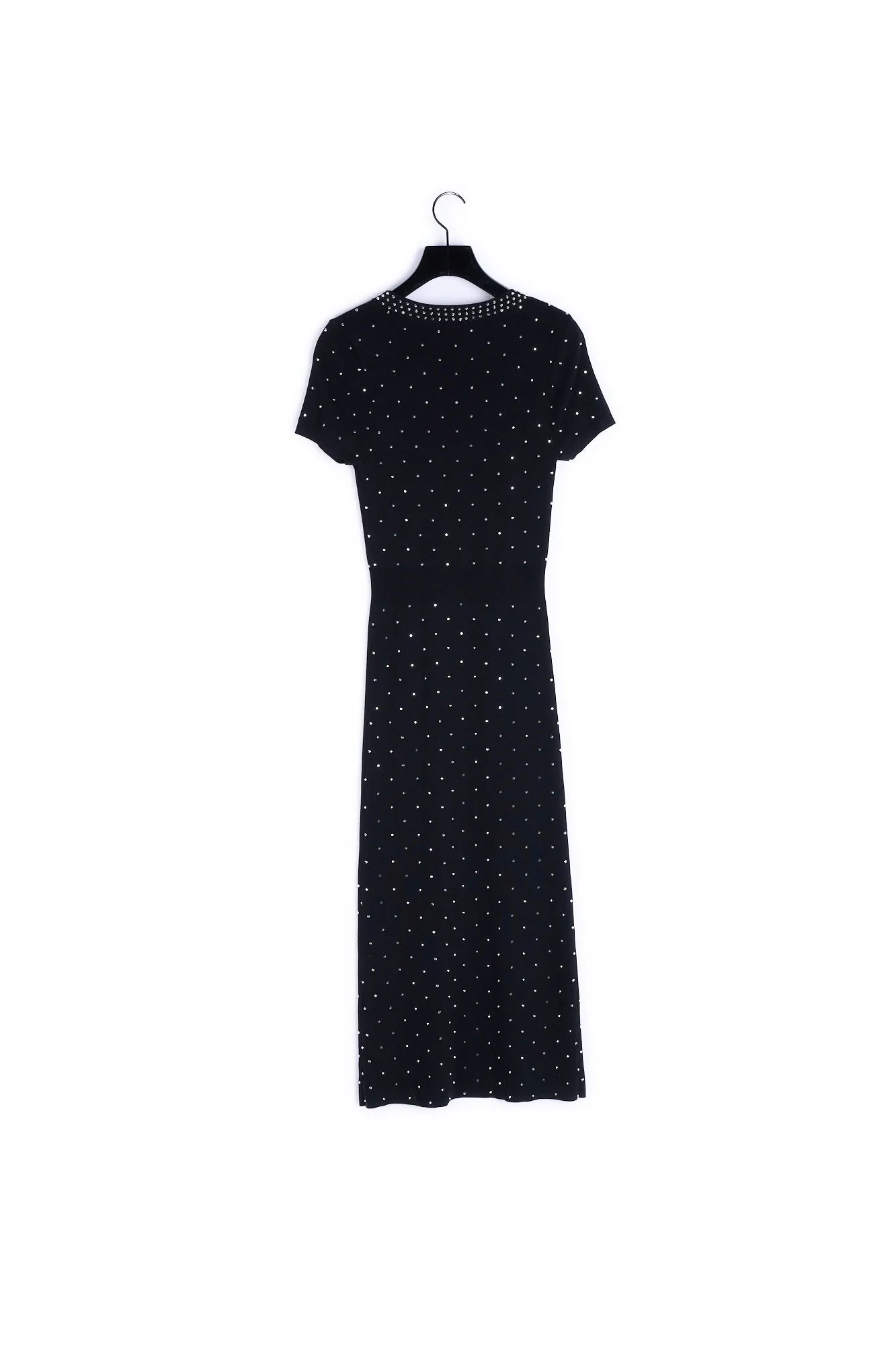 Robe longue noire clous argentés