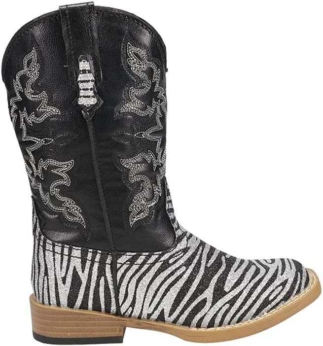 Roper Square Toe Glitter Zebra Western Boot (Toddler/Little Kid)