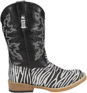 Roper Square Toe Glitter Zebra Western Boot (Toddler/Little Kid)