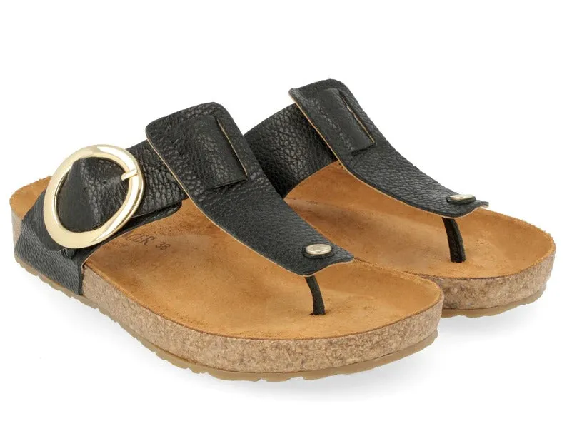 Round Buckle Corinna Leather Sandal