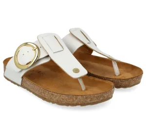 Round Buckle Corinna Leather Sandal