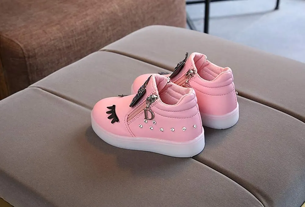 Shoes for New Walkers Boys Girls LED Sport Baby Infant Bowknot Boots Shoes Crystal Luminous Kids Baby Shoes Fancy Toddler Girl Shoes