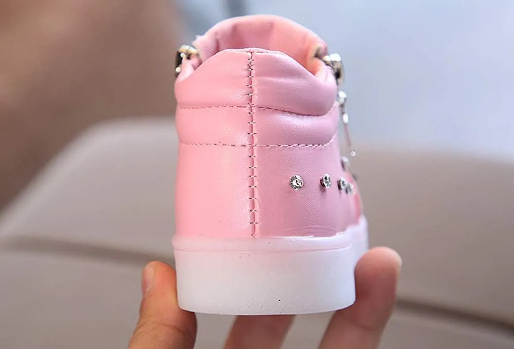 Shoes for New Walkers Boys Girls LED Sport Baby Infant Bowknot Boots Shoes Crystal Luminous Kids Baby Shoes Fancy Toddler Girl Shoes