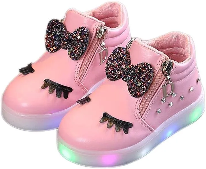 Shoes for New Walkers Boys Girls LED Sport Baby Infant Bowknot Boots Shoes Crystal Luminous Kids Baby Shoes Fancy Toddler Girl Shoes