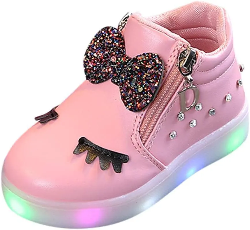 Shoes for New Walkers Boys Girls LED Sport Baby Infant Bowknot Boots Shoes Crystal Luminous Kids Baby Shoes Fancy Toddler Girl Shoes