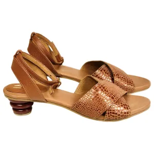Silvia Cobos ARGELIA Kitten Heel Lace Up Sandals in Brown