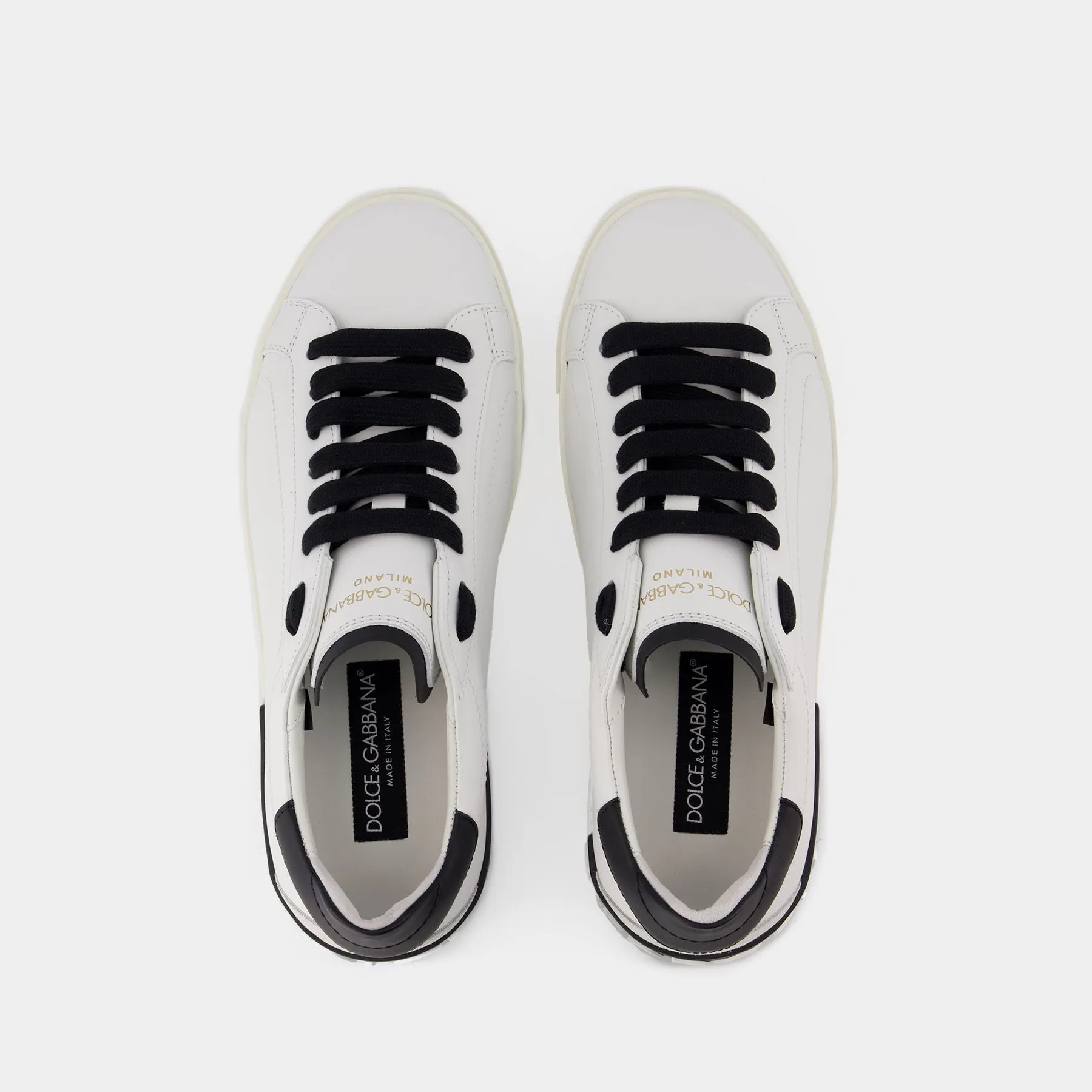 Sneakers Portofino - Dolce&Gabbana - Cuir - Noir/Blanc