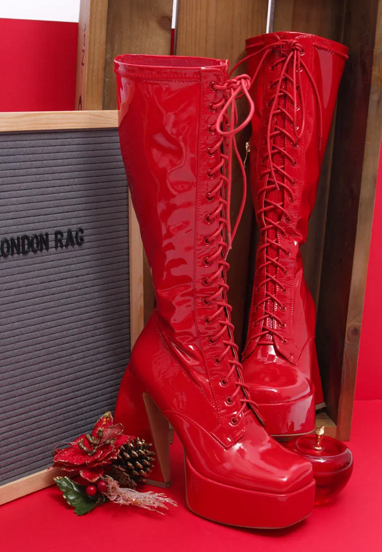 snowflakes high platform calf boots