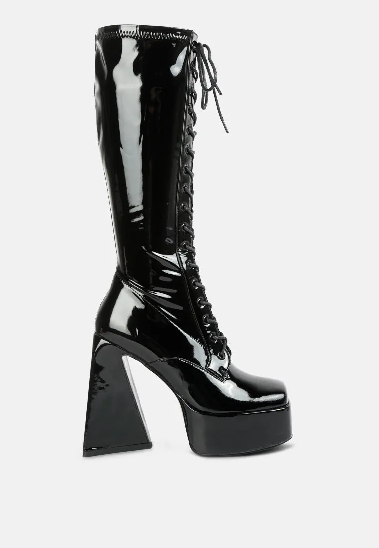 snowflakes high platform calf boots