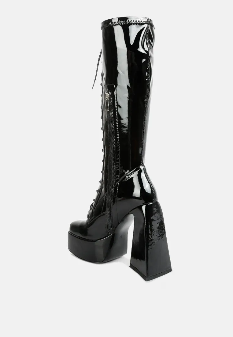 snowflakes high platform calf boots