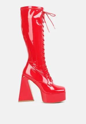 snowflakes high platform calf boots