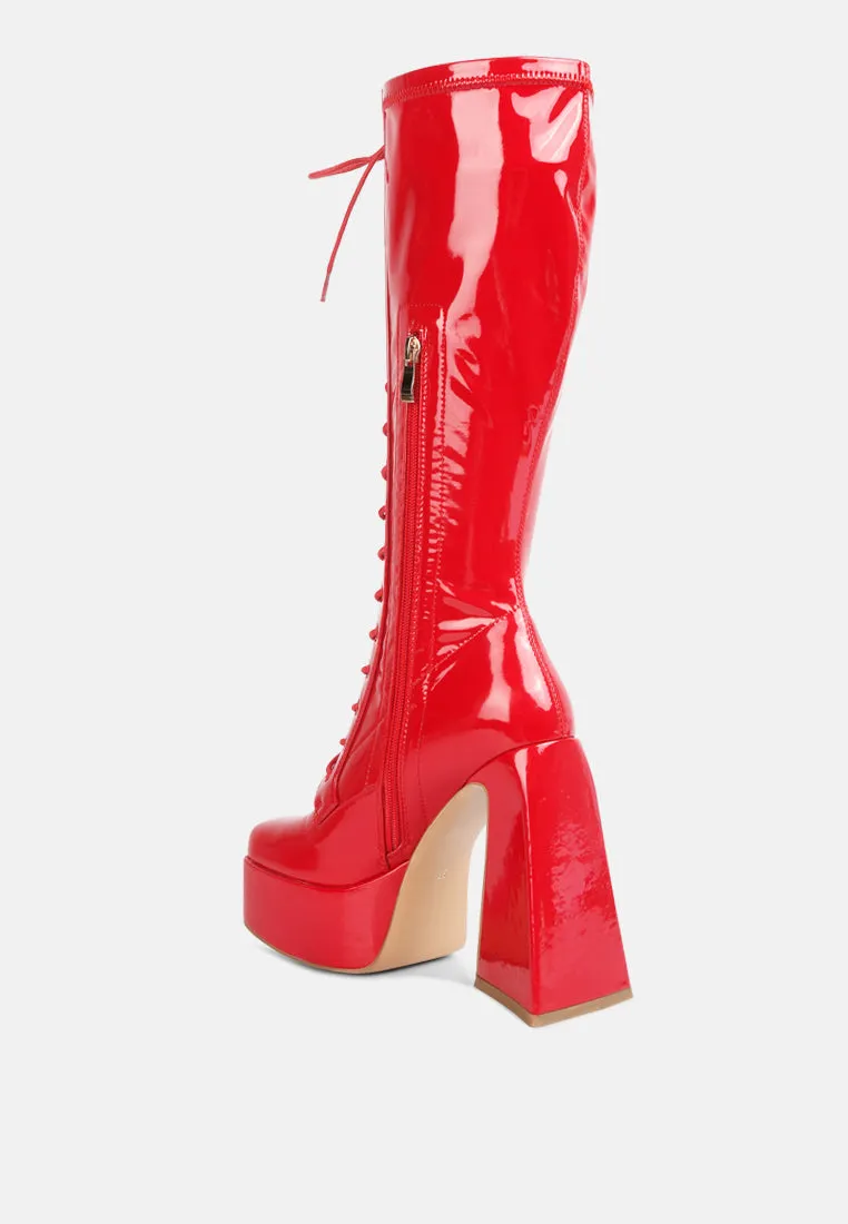 snowflakes high platform calf boots