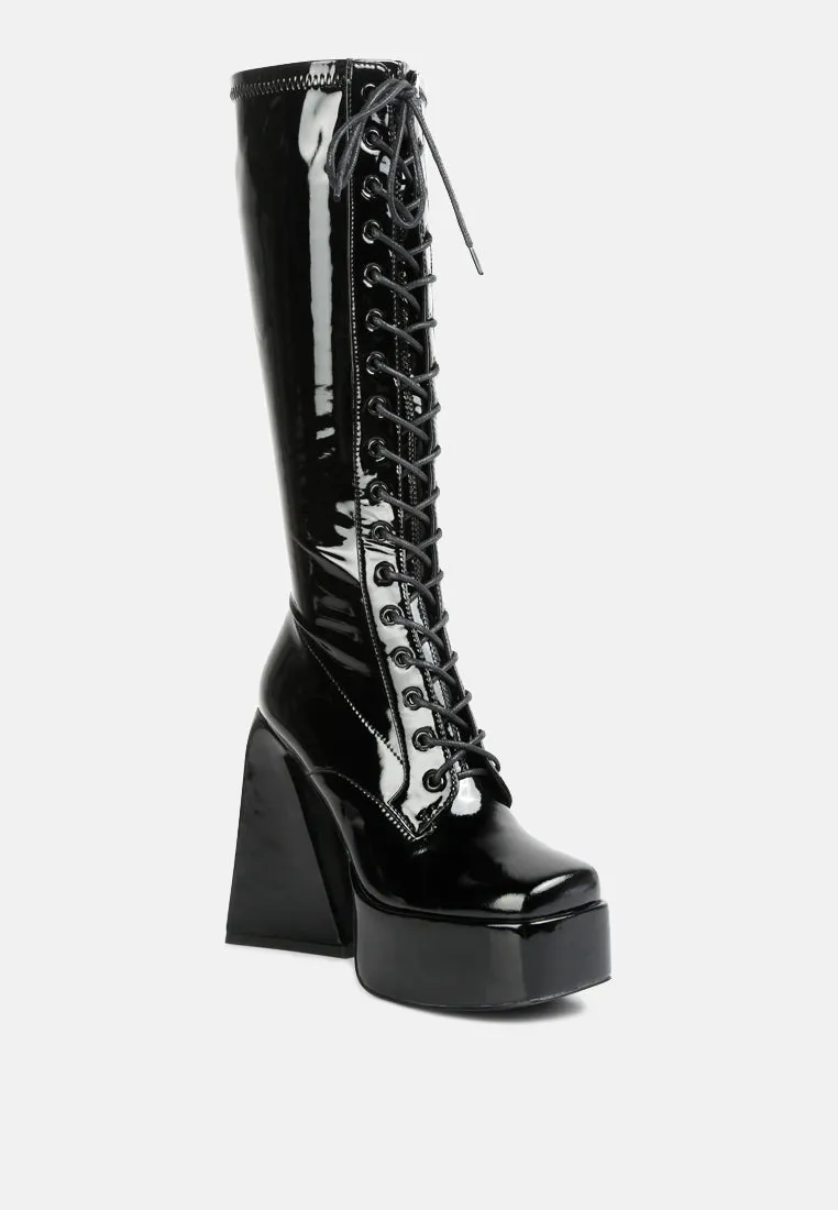 snowflakes high platform calf boots