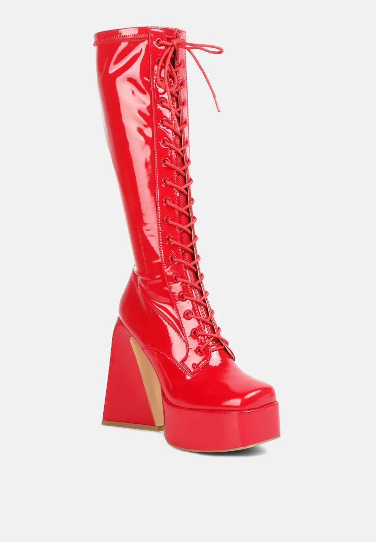 snowflakes high platform calf boots