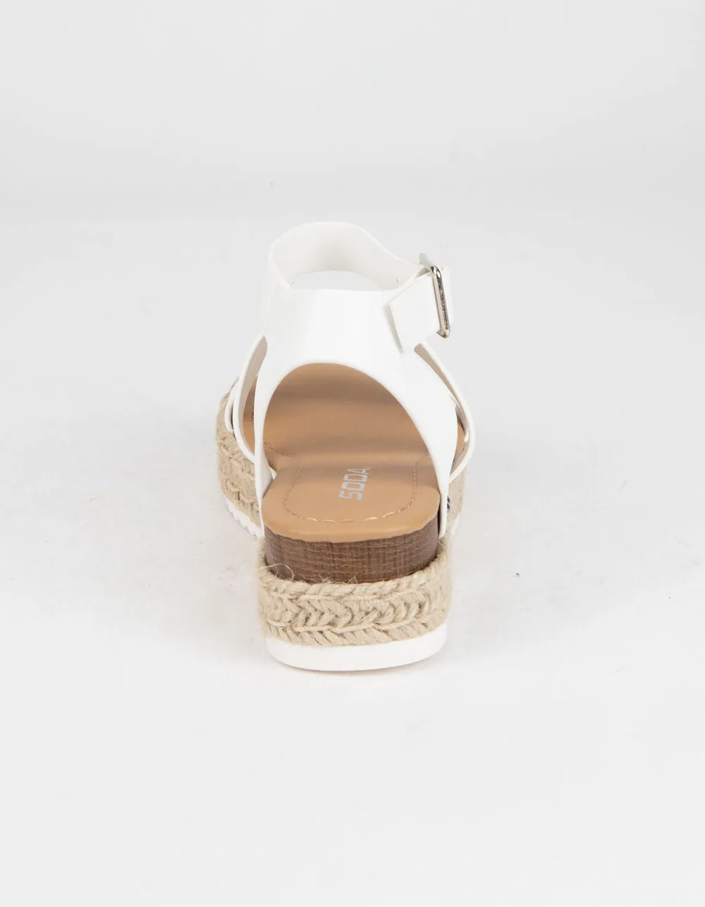 Soda Women Top Shoe Bryce Open Toe Buckle Ankle Strap Espadrilles Platform Wedge Casual White Sandal