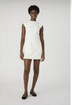 Summer White Whisper Mock Neck Dress