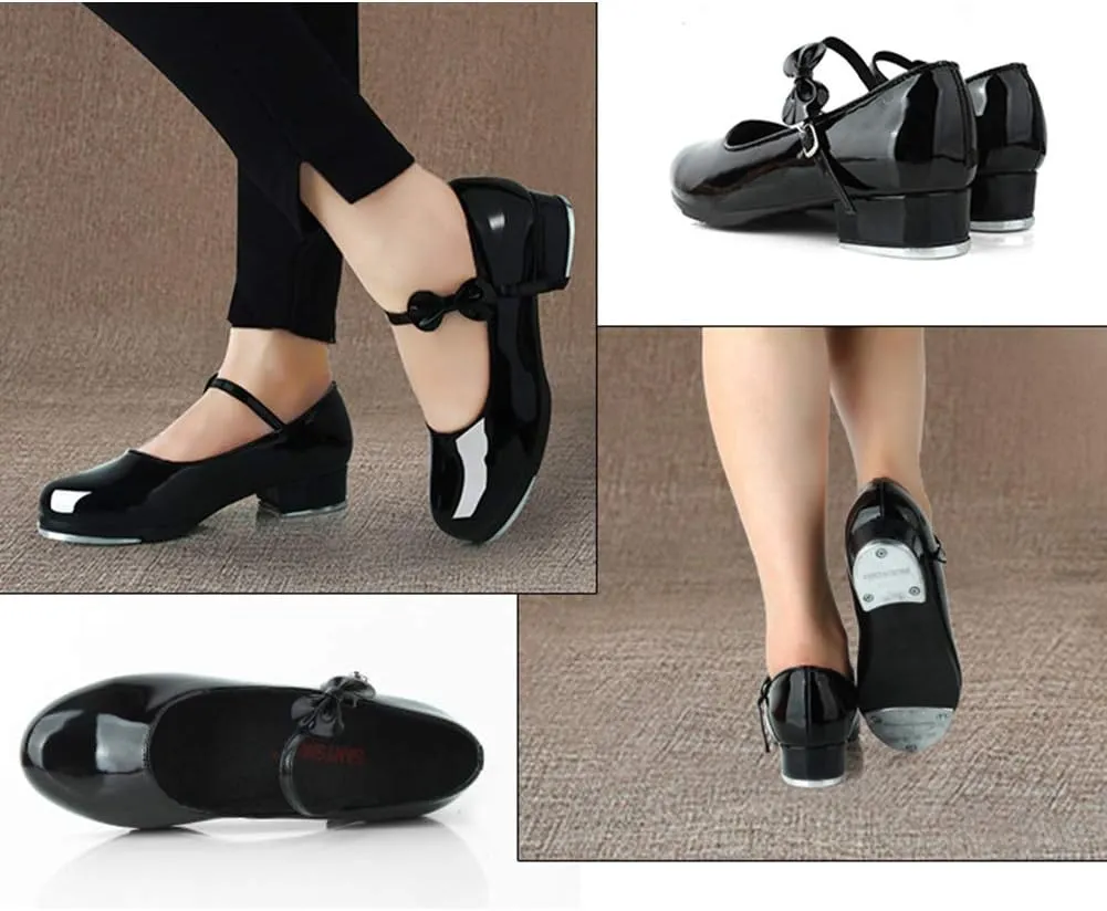 SWDZM Women's & Girl's Jazz Tap Dance Shoes Tap-Flex Patent Leather Tap Shoe,WX-208