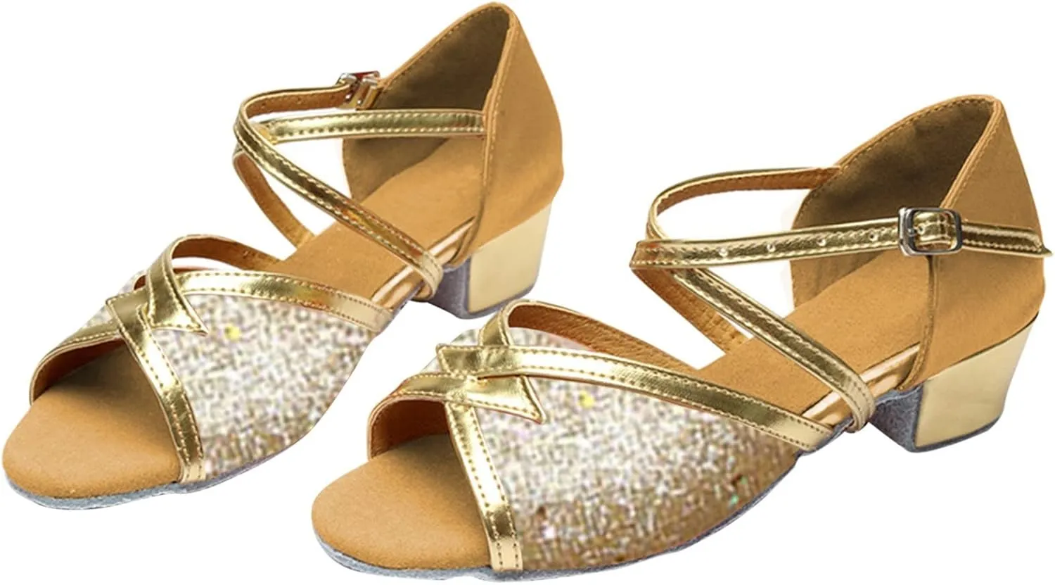 Teens Girls Ballroom Dance Shoes Kids Childern Tango Performance Low Heels Casual Glitter Wedding Dress Wedding Shoes