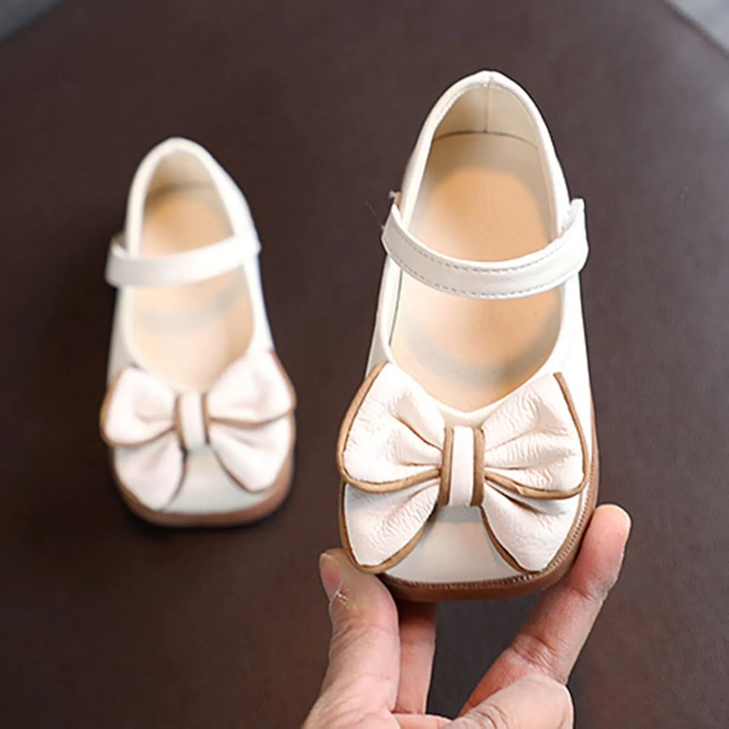 Toddler Girls Dress Shoes with Bow Toddler Flower Girls Shoes Mary Jane Flats for Party School Wedding Shoes