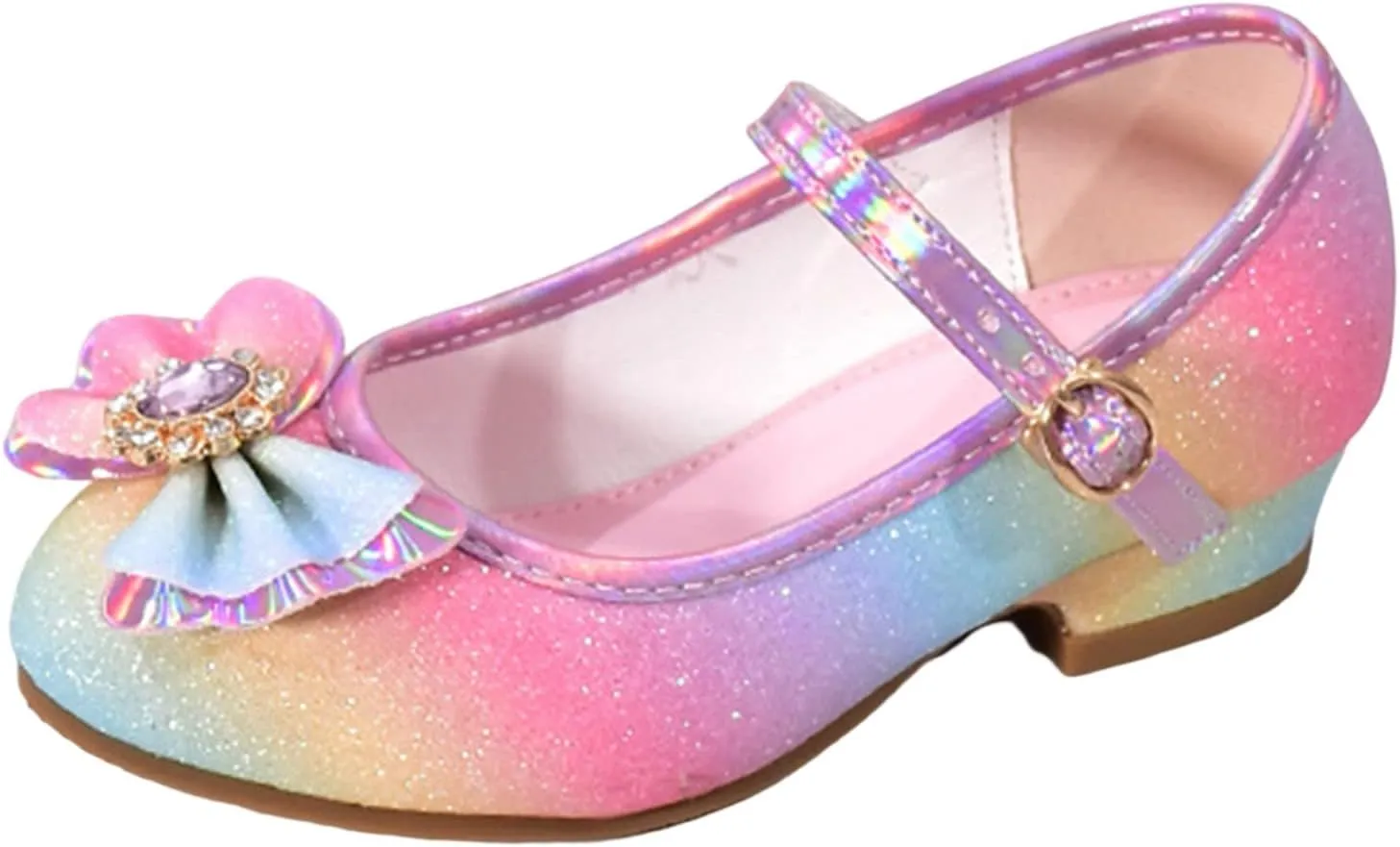 Toddler Girls Mary Jane Shoes Bow Flower High Heel Dress Shoes Girls Wedding Birthday Part Prom for Kids