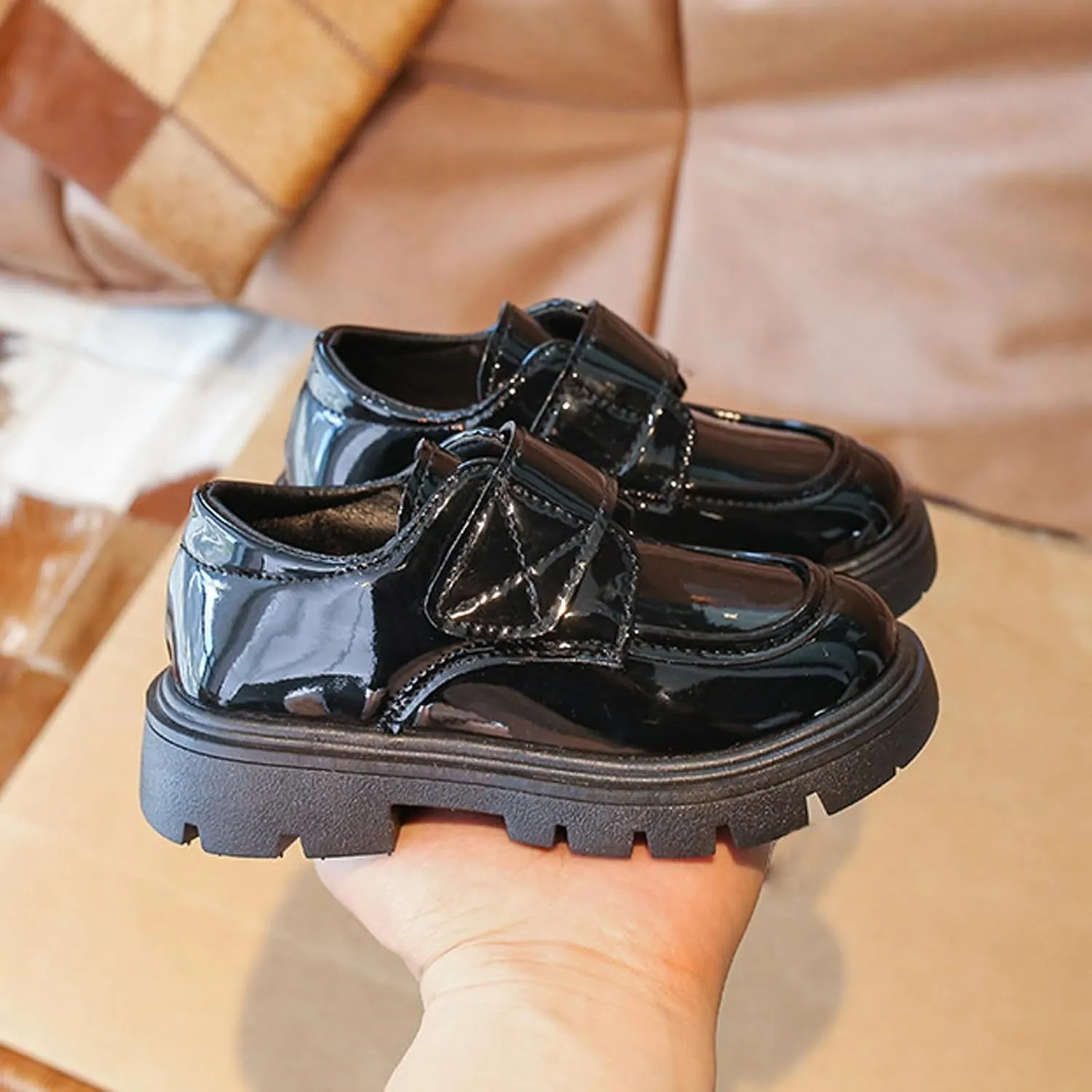 Toddlers Kids Dress Shoes Chunky Loafers for Girl Platform Heel Round Toe School Uniform Slip On Shoes Girls