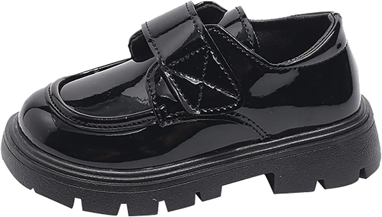 Toddlers Kids Dress Shoes Chunky Loafers for Girl Platform Heel Round Toe School Uniform Slip On Shoes Girls