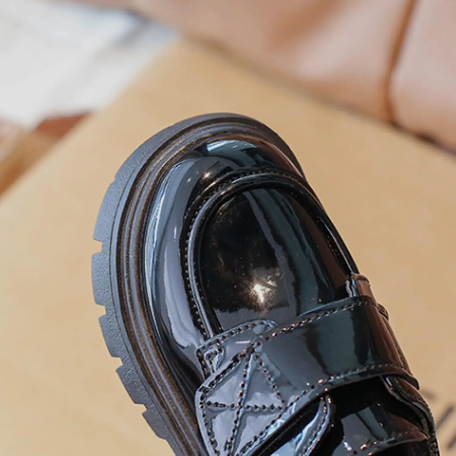 Toddlers Kids Dress Shoes Chunky Loafers for Girl Platform Heel Round Toe School Uniform Slip On Shoes Girls