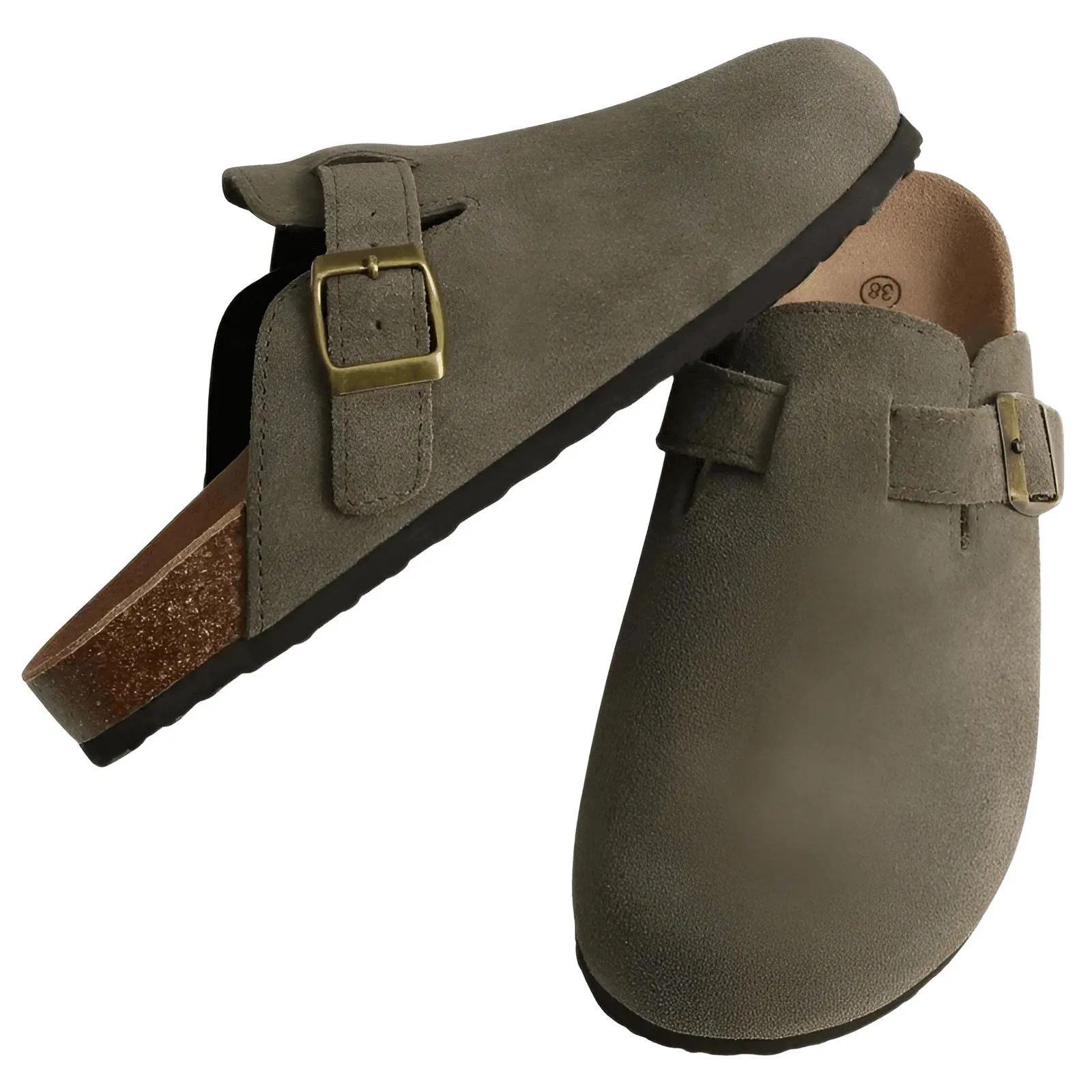 Trendy Cork Clog Suede Sandals With Arch Support