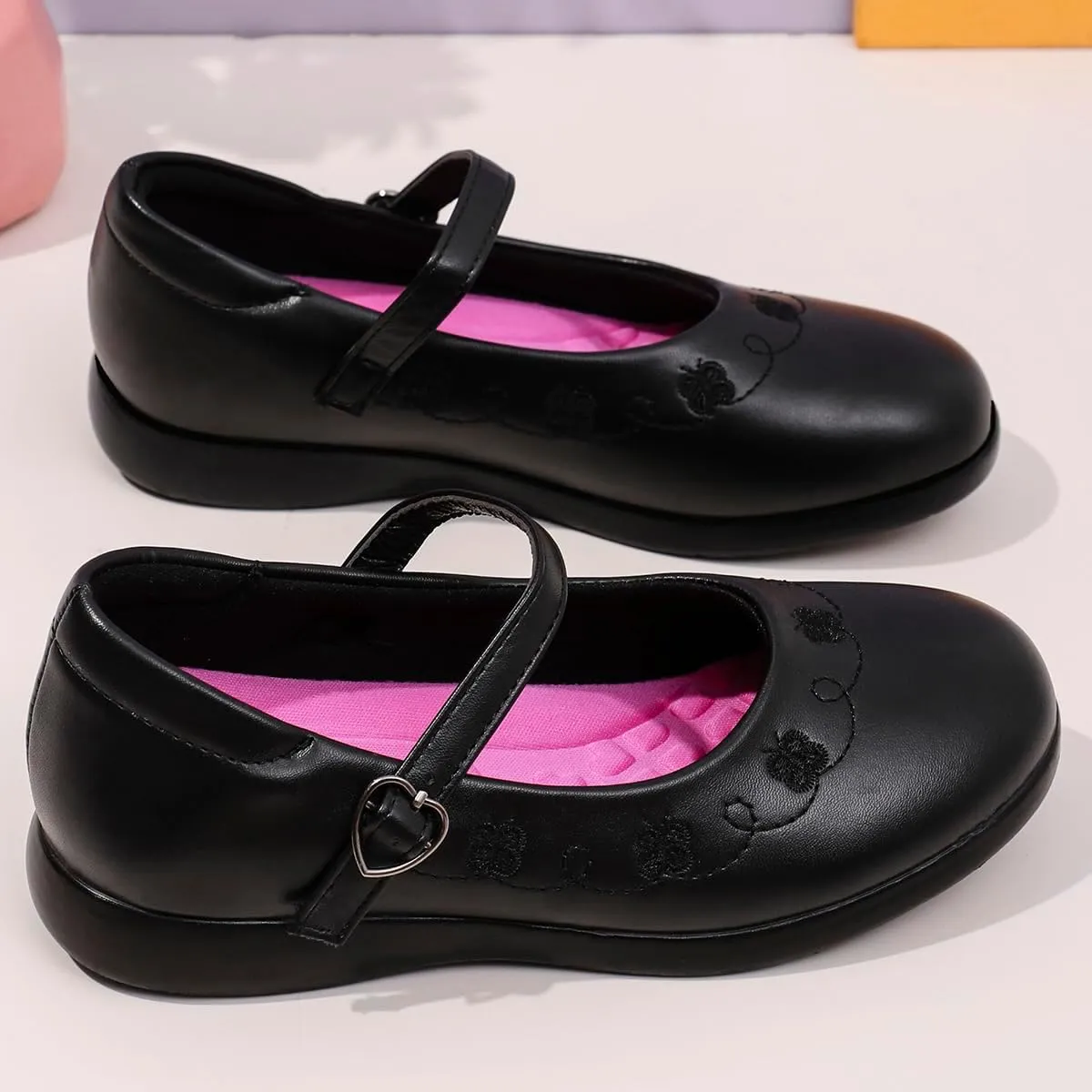 Uniform Shoes for Girls - Classic Black Mary Jane School Shoes with Buckle, Comfortable Shoes for School Days