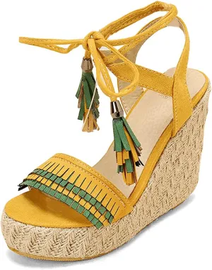 VARECOLA Wedge Sandals For Women Platform Espadrilles High Heels Straw Woven Ankle Strap Open Toe Summer Dress Shoes
