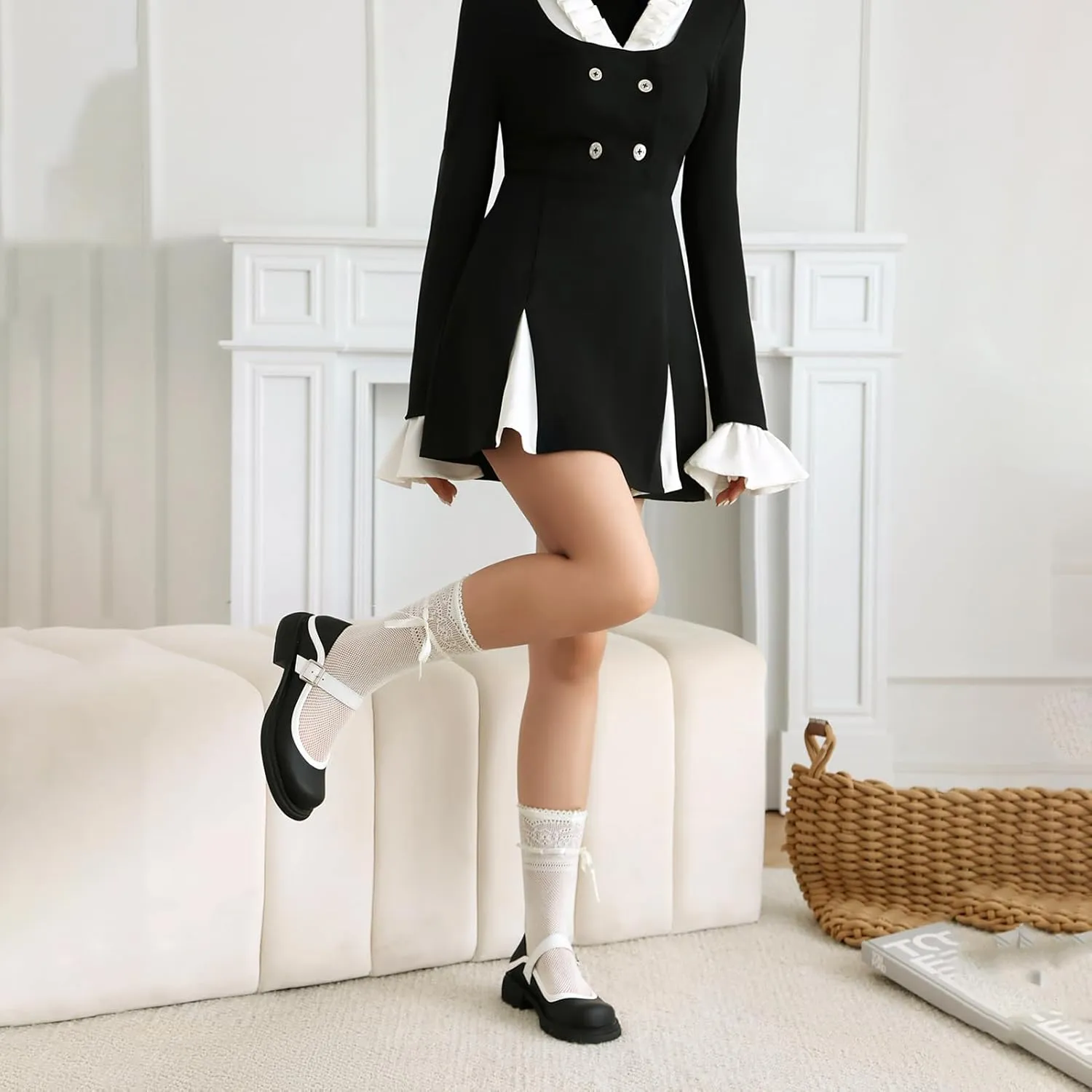 Women Flats Mary Jane Kawaii Shoes Costume Round Toe Pumps Low Heel School Dress Shoes for Girls