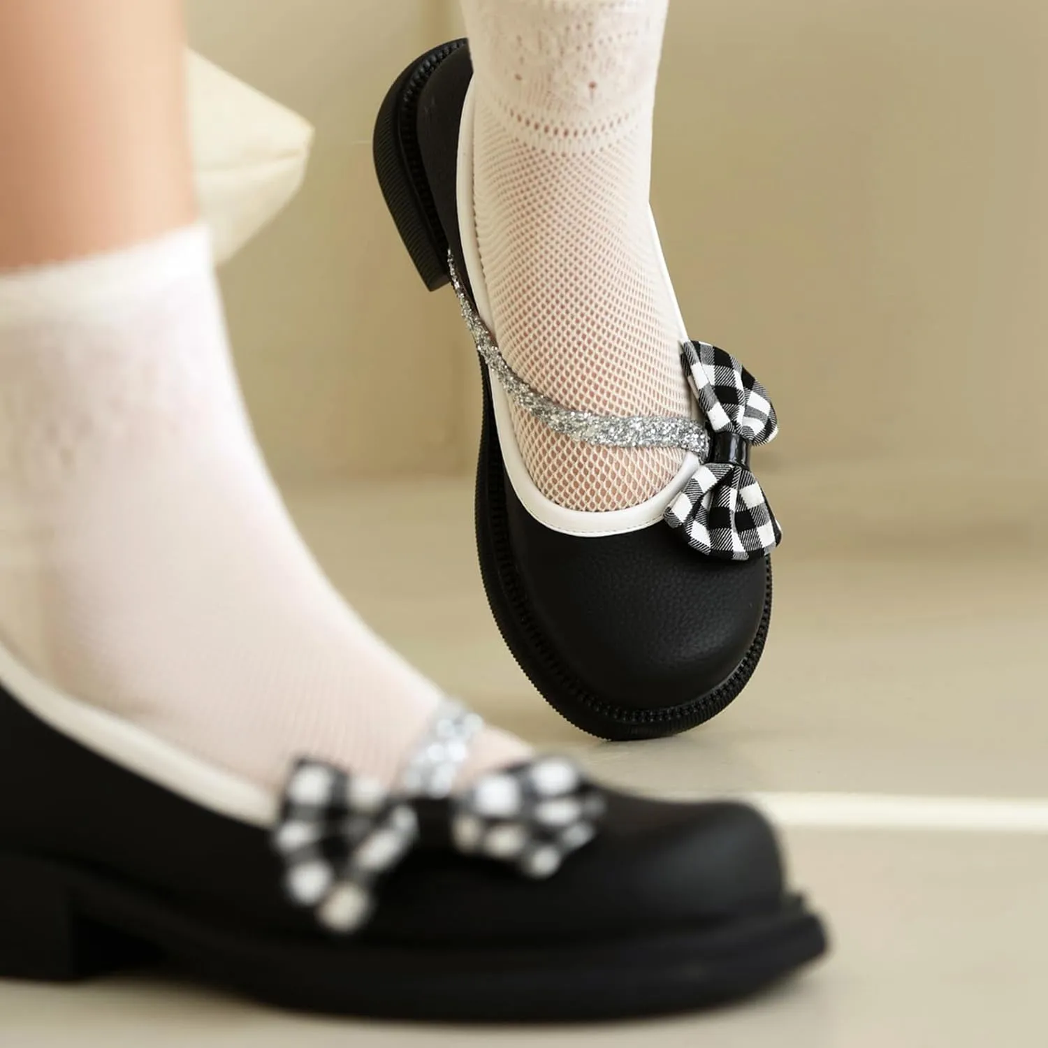 Women Flats Mary Jane Kawaii Shoes Costume Round Toe Pumps Low Heel School Dress Shoes for Girls