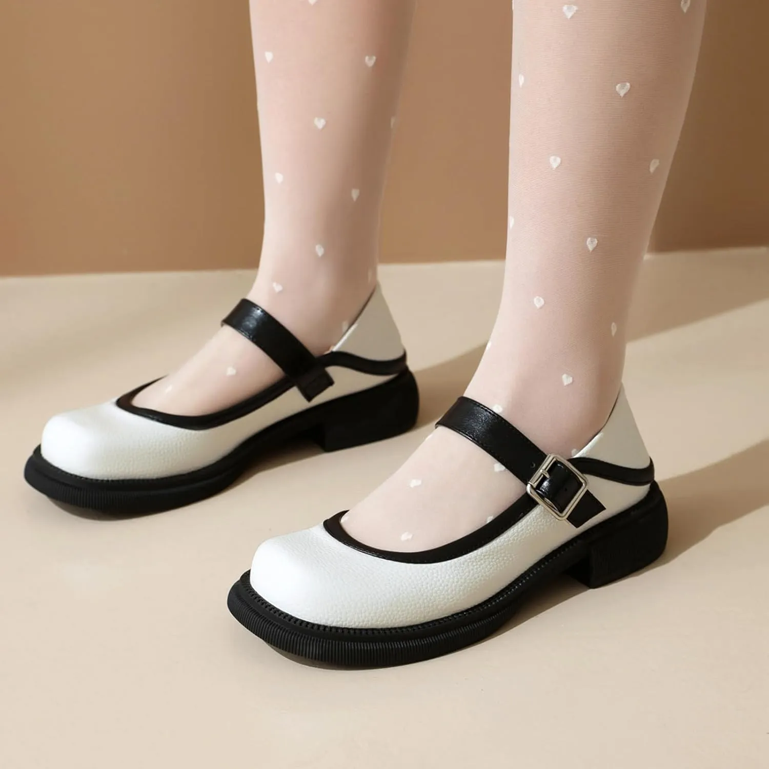Women Flats Mary Jane Kawaii Shoes Costume Round Toe Pumps Low Heel School Dress Shoes for Girls