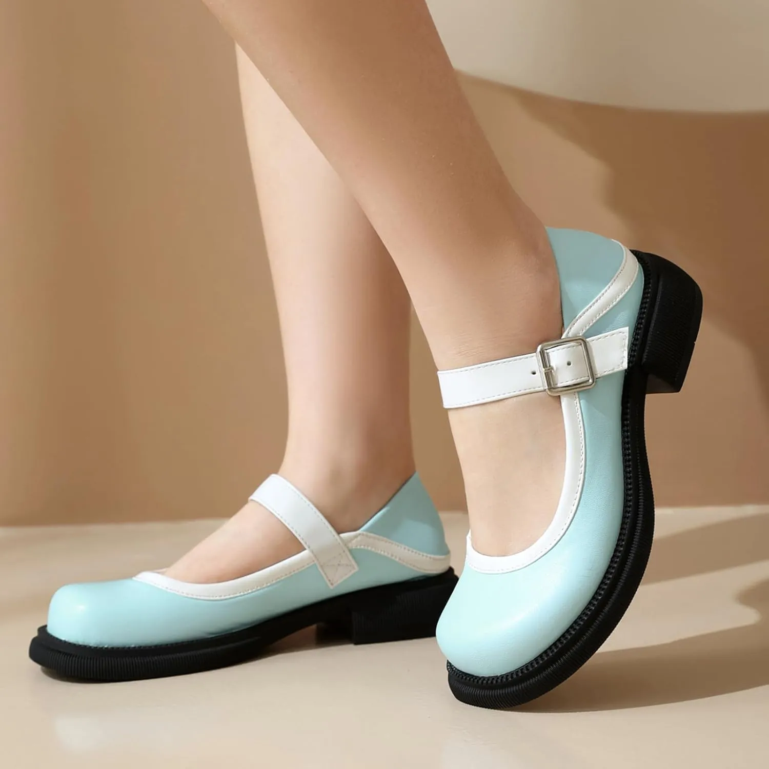 Women Flats Mary Jane Kawaii Shoes Costume Round Toe Pumps Low Heel School Dress Shoes for Girls