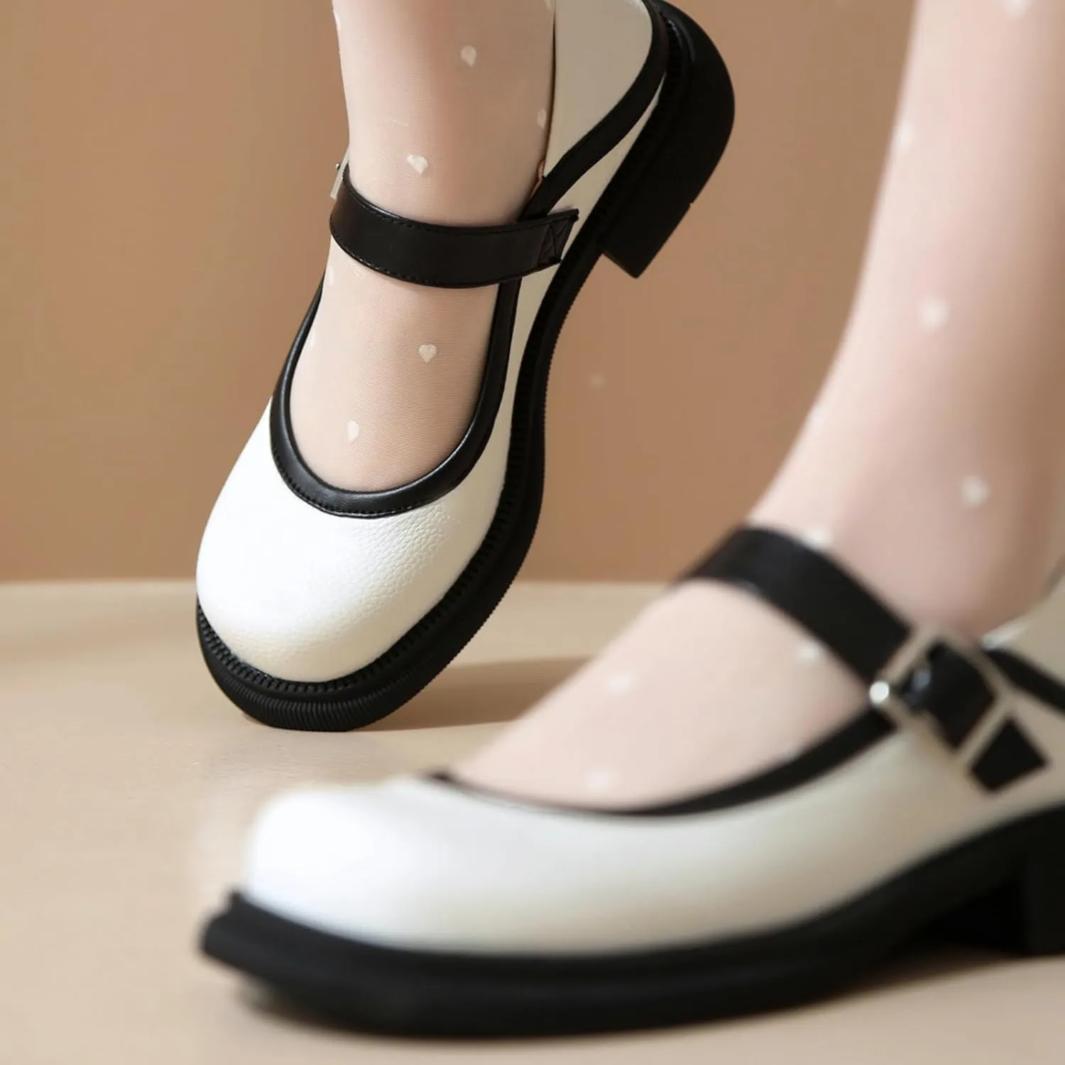 Women Flats Mary Jane Kawaii Shoes Costume Round Toe Pumps Low Heel School Dress Shoes for Girls