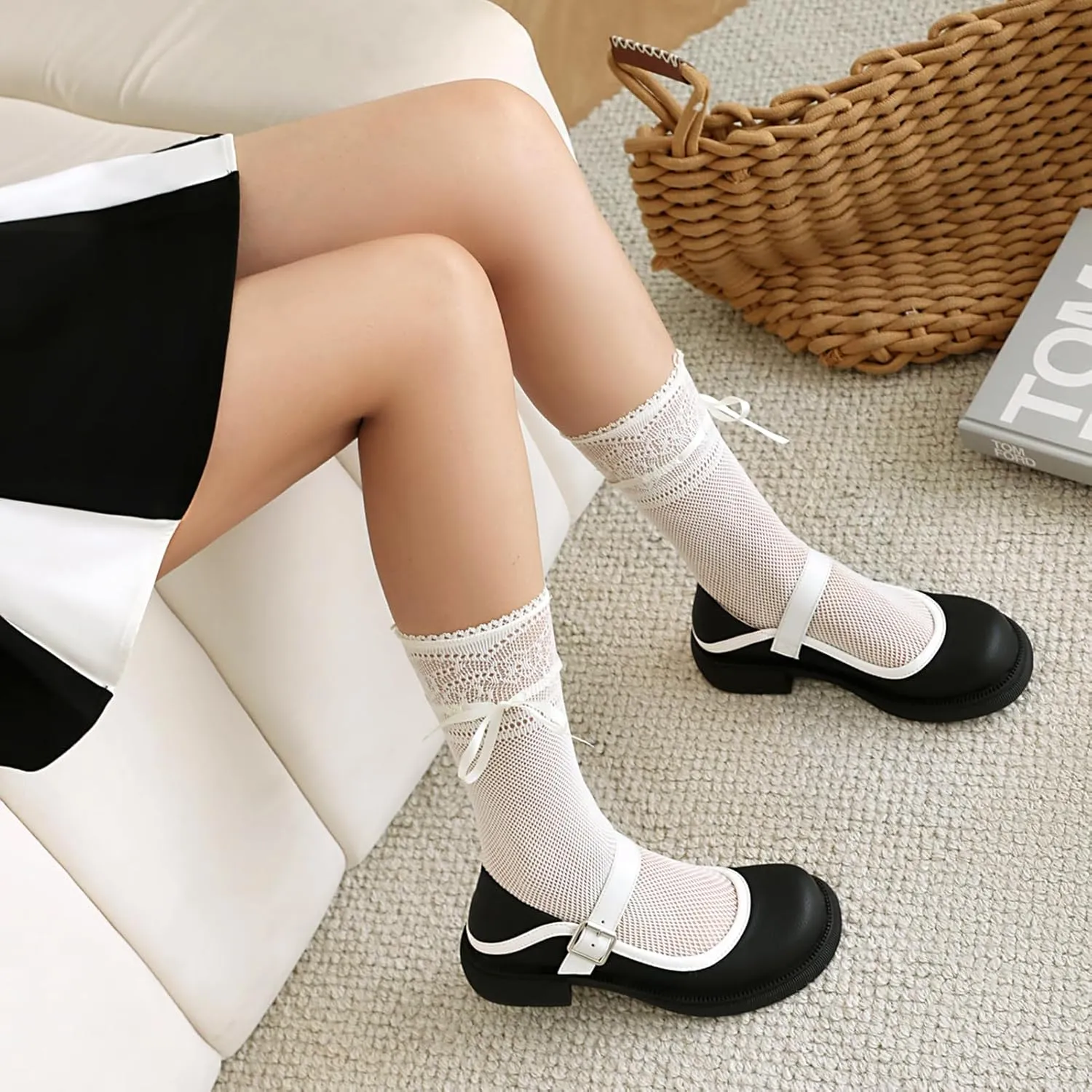 Women Flats Mary Jane Kawaii Shoes Costume Round Toe Pumps Low Heel School Dress Shoes for Girls