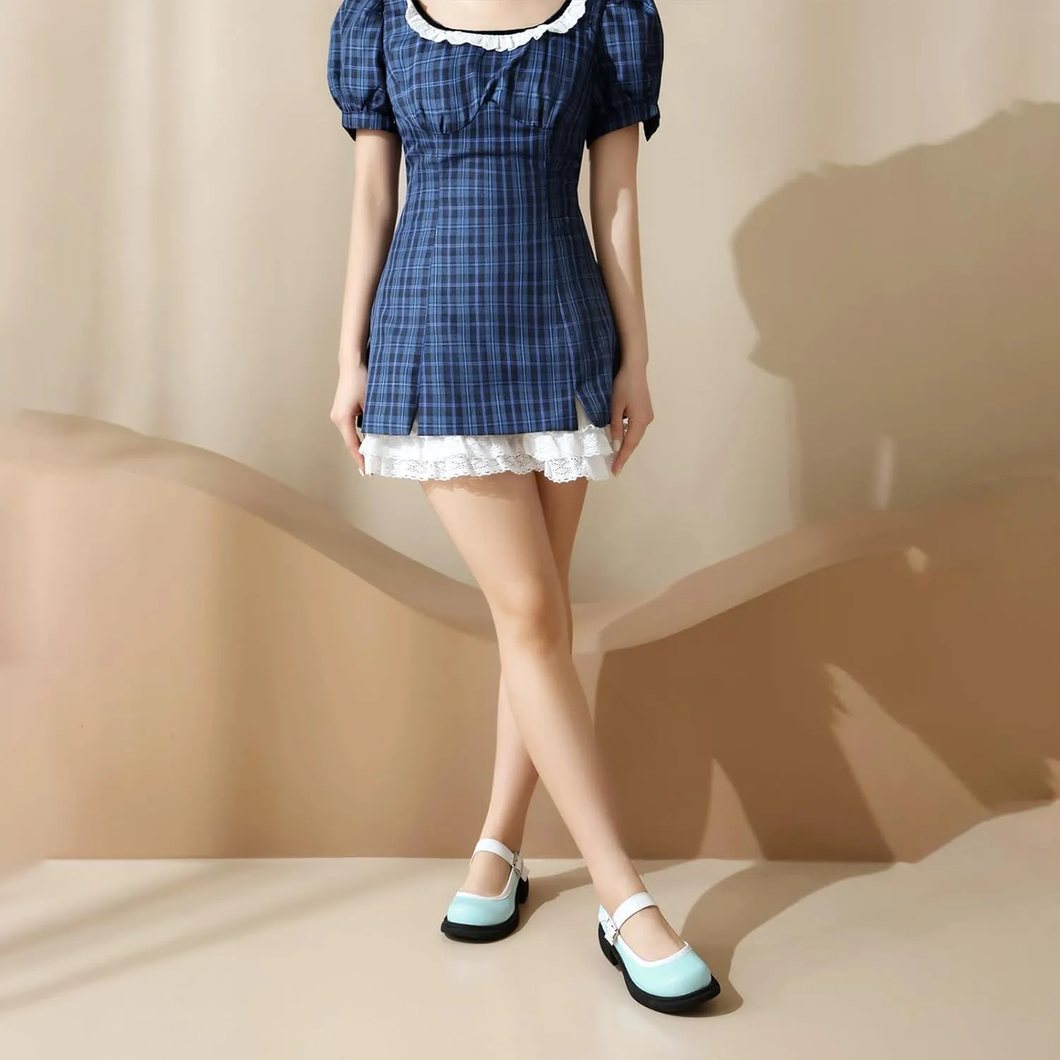 Women Flats Mary Jane Kawaii Shoes Costume Round Toe Pumps Low Heel School Dress Shoes for Girls
