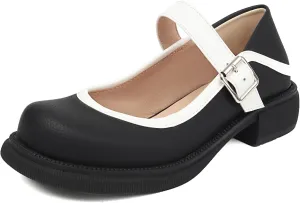 Women Flats Mary Jane Kawaii Shoes Costume Round Toe Pumps Low Heel School Dress Shoes for Girls