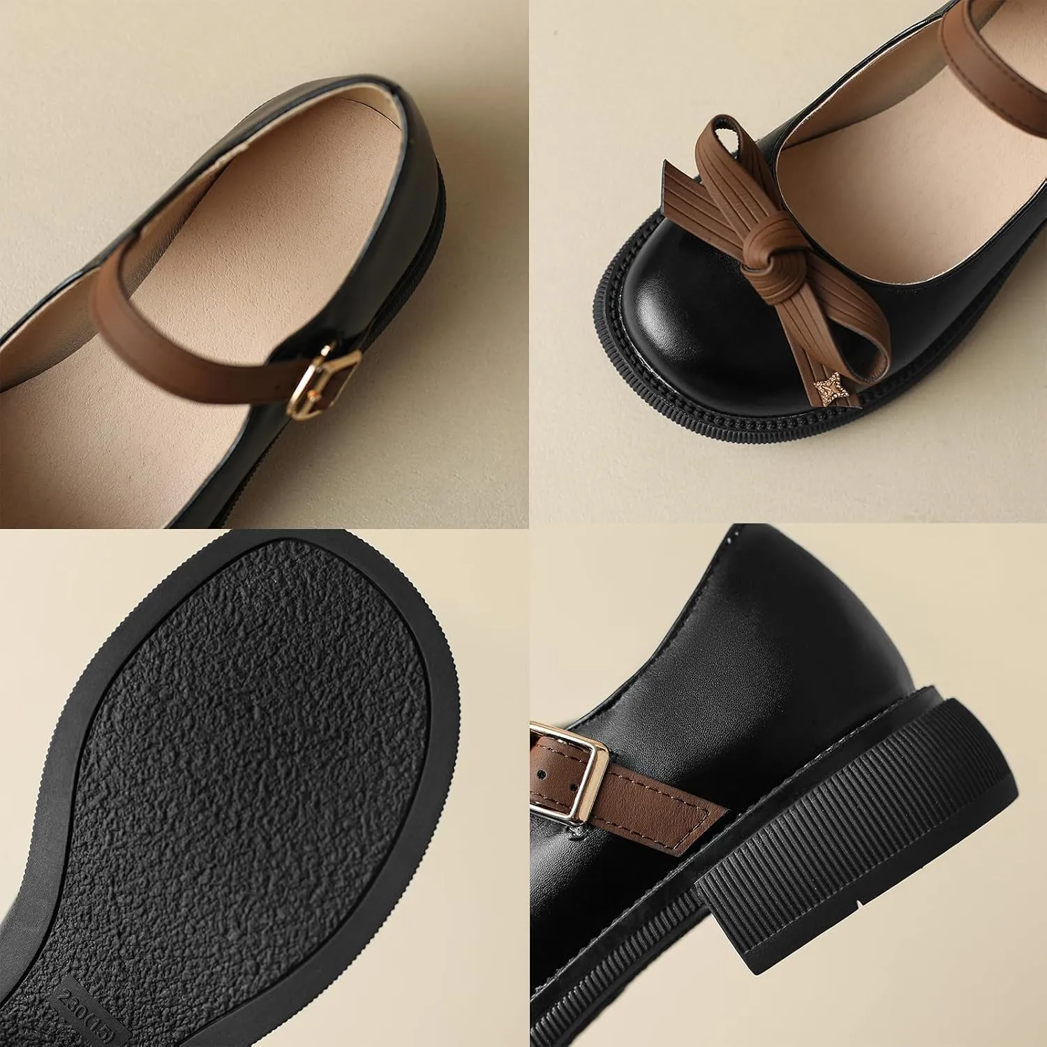 Women Mary Jane Flats Bow Kawaii Costume Shoes Round Toe Pumps Low Heel School Dress Shoes for Girls Bowknot Flats