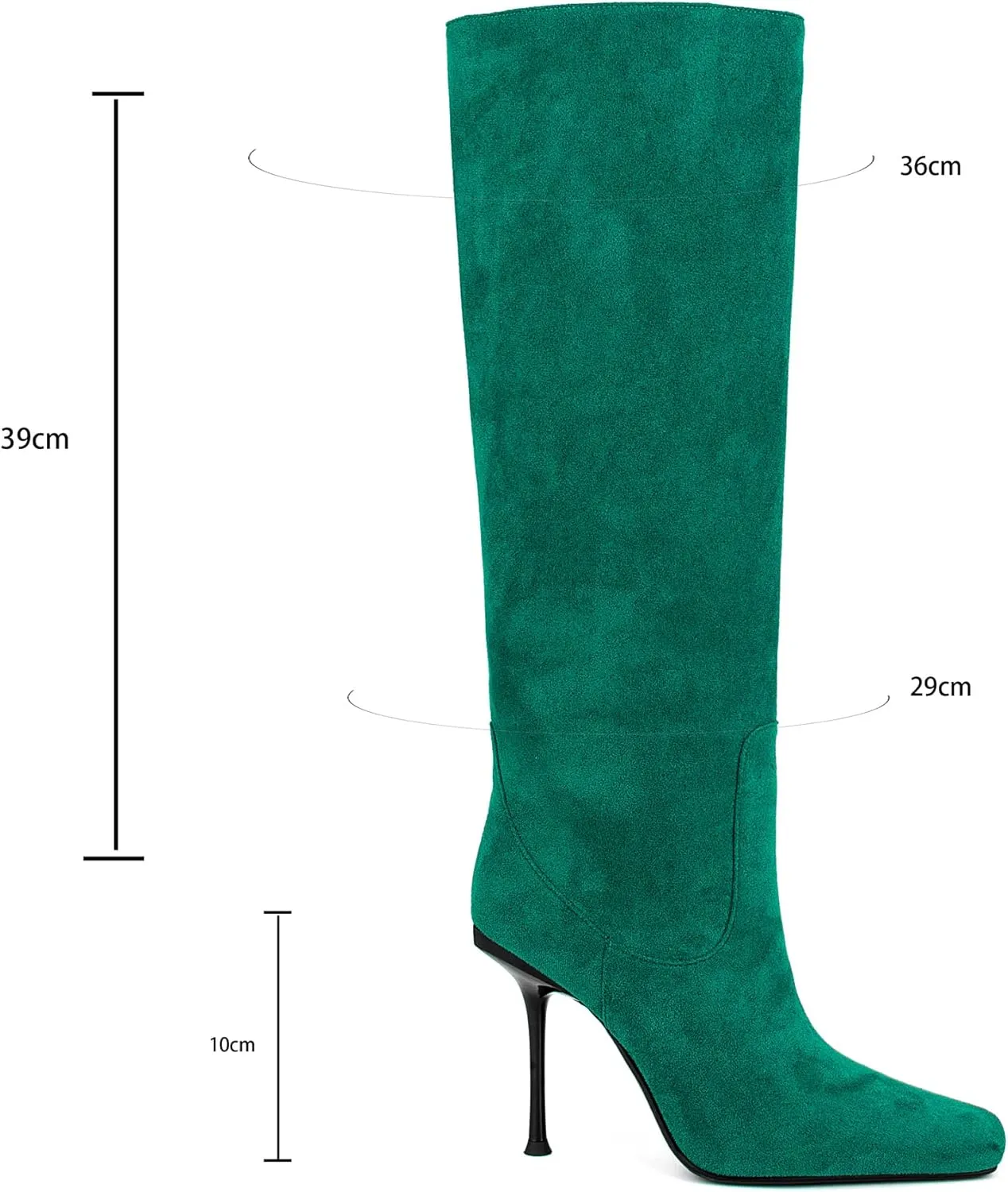 Women Vintage Vegan Suede Square Toe Knee High Dress Boots High Heeled Stiletto Evening Boot