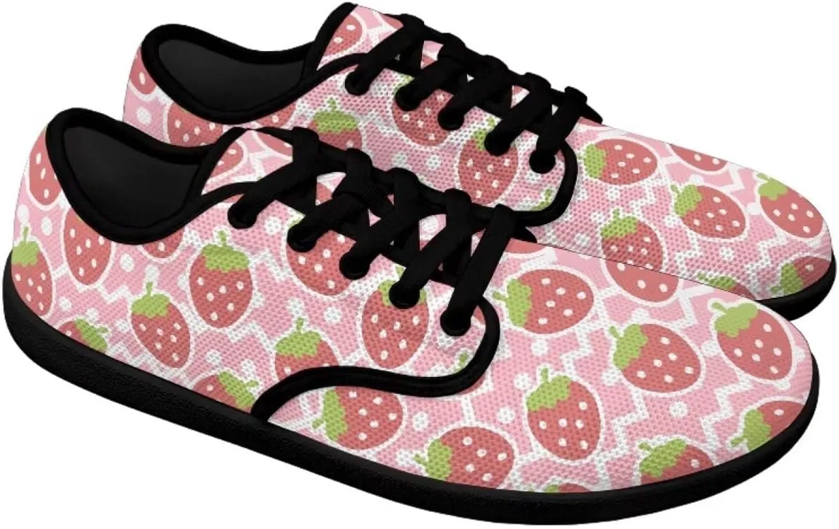Womens Barefoot Shoes Lace Up Wide Toe Jogging Casual Sneakers Fruit Print